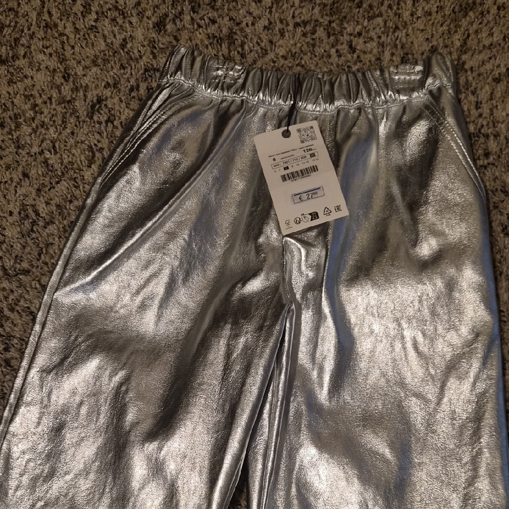 Zara Kids Metallic Silver Pants